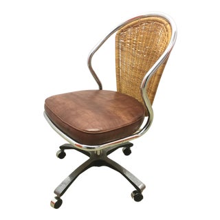 Vintage Daystrom Chrome & Rattan Desk Chair For Sale