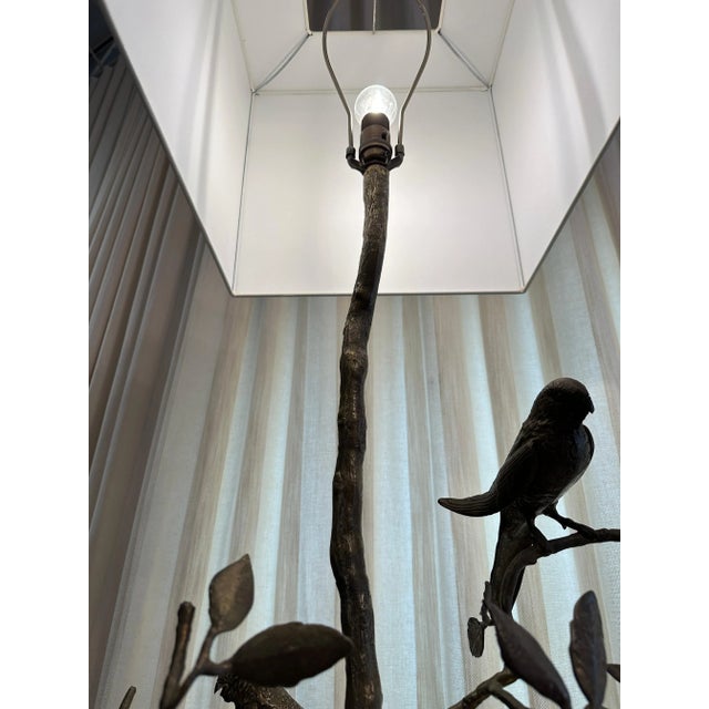 Vintage Bronze Floor Lamp with Parrots on Tree For Sale - Image 11 of 11