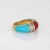 Modern 70s Vintage Turquoise Coral Diamond Band Sz 5 Ring 18k Yellow Gold Fine Jewelry For Sale - Image 3 of 7