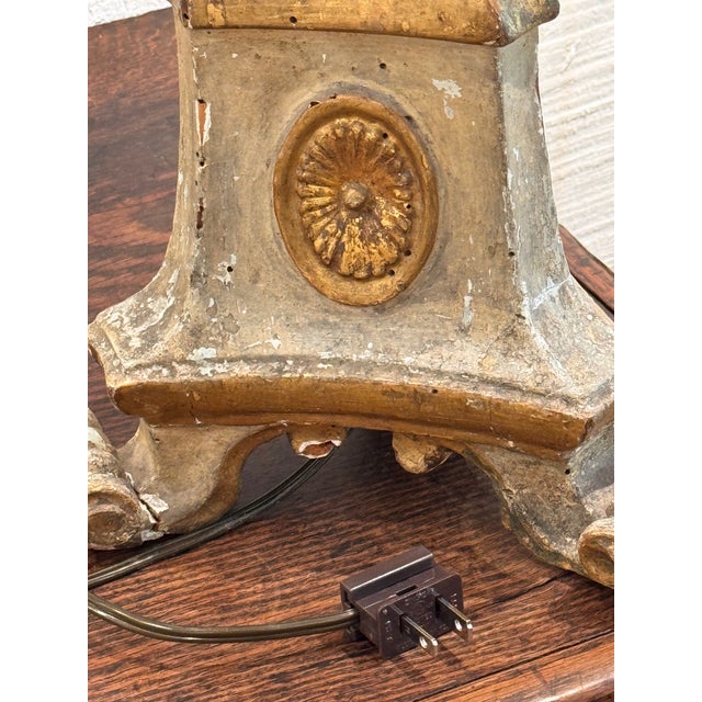 Wood 19th Century Converted Altar Stick Lamp For Sale - Image 7 of 11