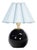 Giorgio Black Glass Mini Lamp, Natural Brass with Mist Blue Scalloped Shade For Sale