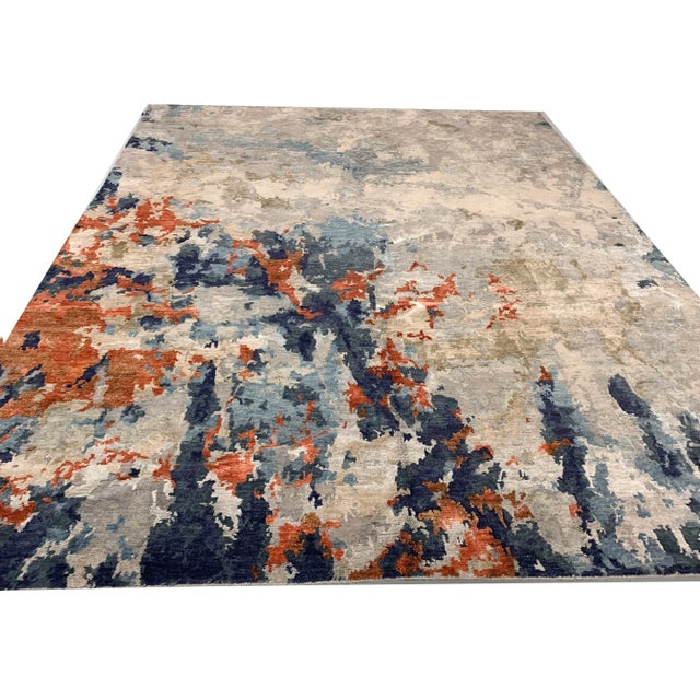 Abstract Viscose Contemporary Handwoven Rug 8' X 10' For Sale - Image 9 of 11