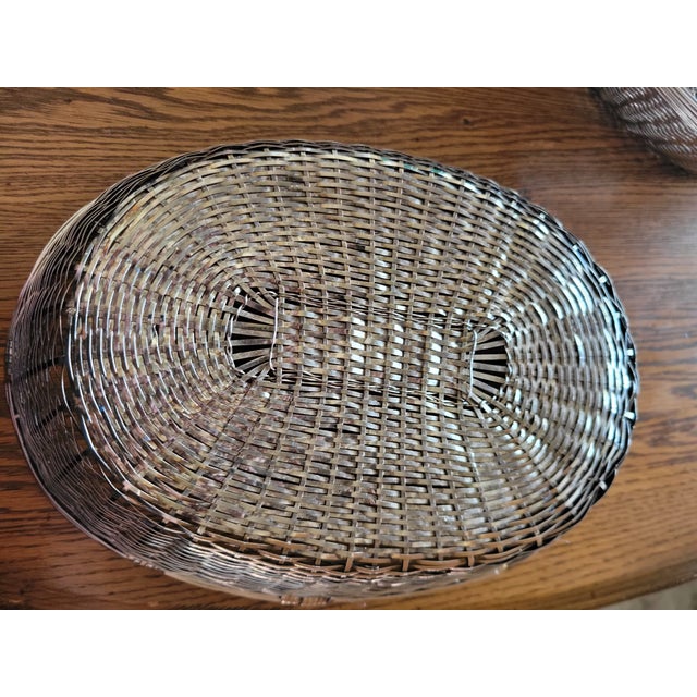 Metal Vintage Woven Metal Basket For Sale - Image 7 of 12