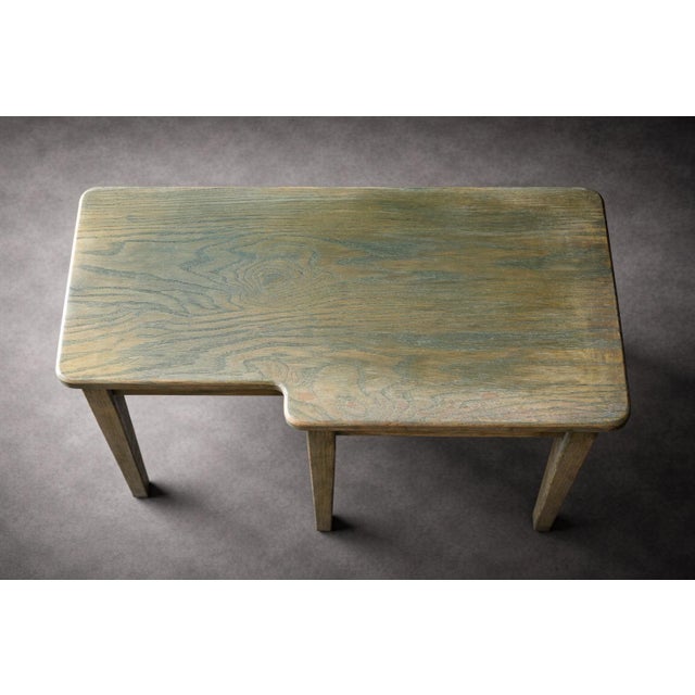 Rustic Vintage Solid Pine Five Legged Shaped Top Side Table in Green Glaze Finish For Sale - Image 3 of 3