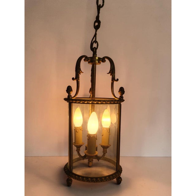 Metal Louis XVI Bronze Lanterns, 1950s, Set of 2 For Sale - Image 7 of 12