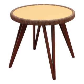 Round Beech and Straw Side Table from Augusto Romano, 1940s For Sale