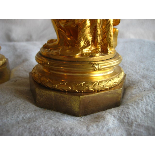 Mid 19th Century Pair of French Napoleon III Gilded Bronze Candlestick For Sale - Image 12 of 13
