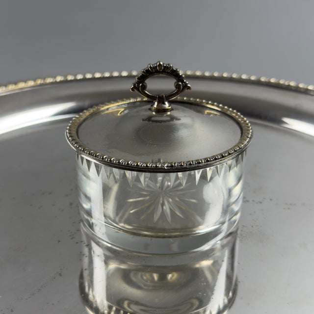 Vintage Cut Crystal and Silver Plated Appetizer Tray, 1960s For Sale - Image 6 of 12