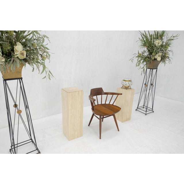 Angelo Mangiarotti 10" Square Italian Mid Century Modern Travertine Pedestals Stands - A Pair For Sale - Image 4 of 11