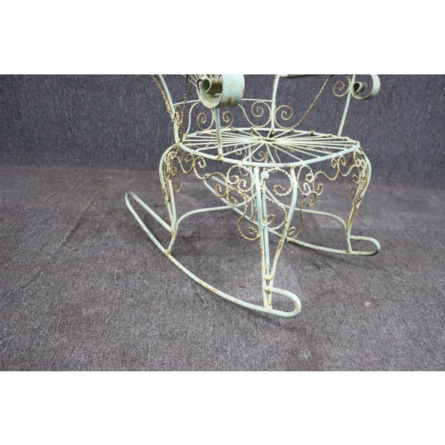 Victorian Iron Peacock Style Rocking Chair For Sale In Philadelphia - Image 6 of 8