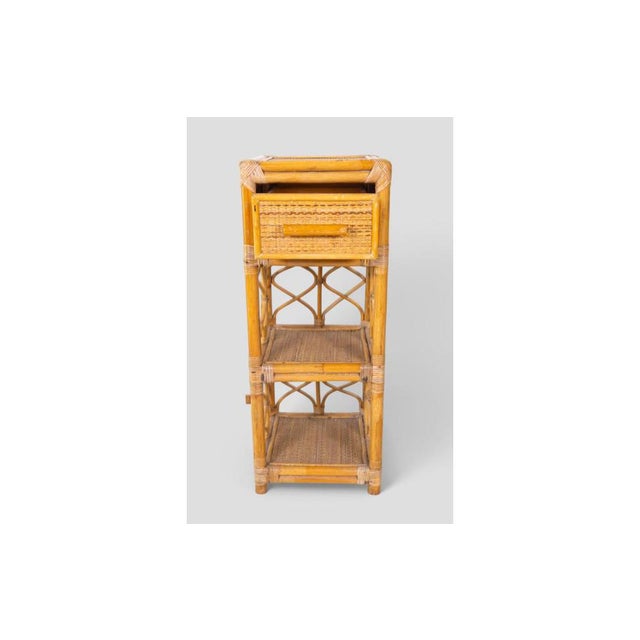 Vintage Rattan Cabinet with Drawer and Shelves, 1960s-1970s For Sale - Image 6 of 11