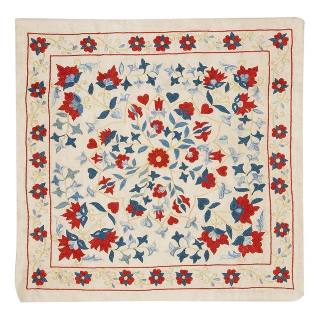 20"x21" Embroidered 100% Silk Cushion Cover. Accent Pillow. Handmade Pillowcase For Sale