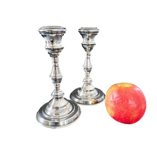 1950s Vintage Weighted Sterling Silver Candle Holders Pair For Sale - Image 5 of 6