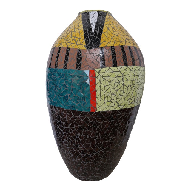 French Modern Large Artisan Mosaic Vase For Sale