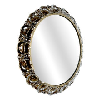 Vintage Illuminated Crystal Brass Mirror from Palwa, 1960s For Sale