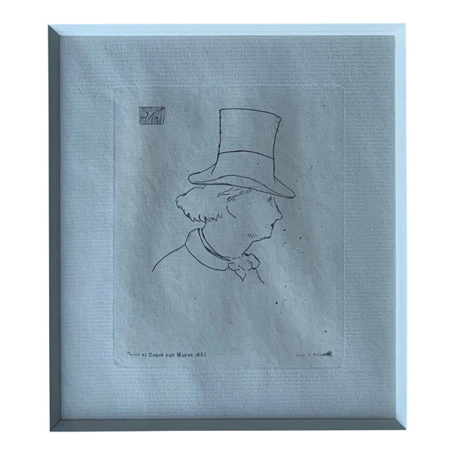Letterpress Print of Charles Baudelaire by Manet, C. 1862 For Sale
