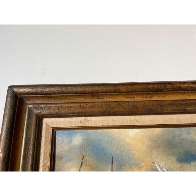 Vintage Impressionist Seascape Oil Painting For Sale - Image 11 of 12