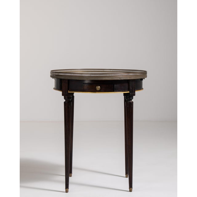 Black Bouillotte Table with Marble Top and Brass Accents, Antique, France, 19th Century For Sale - Image 8 of 15