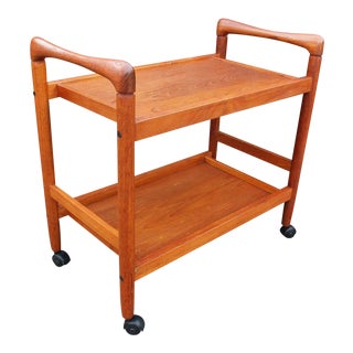 20th Century Danish Modern Teak Bar Serving Cart For Sale