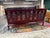 Vintage Chinese Rosewood Three-Seat Sofa With Hand-Carved Dragon Medallions and Red Silk Cushion For Sale - Image 4 of 11