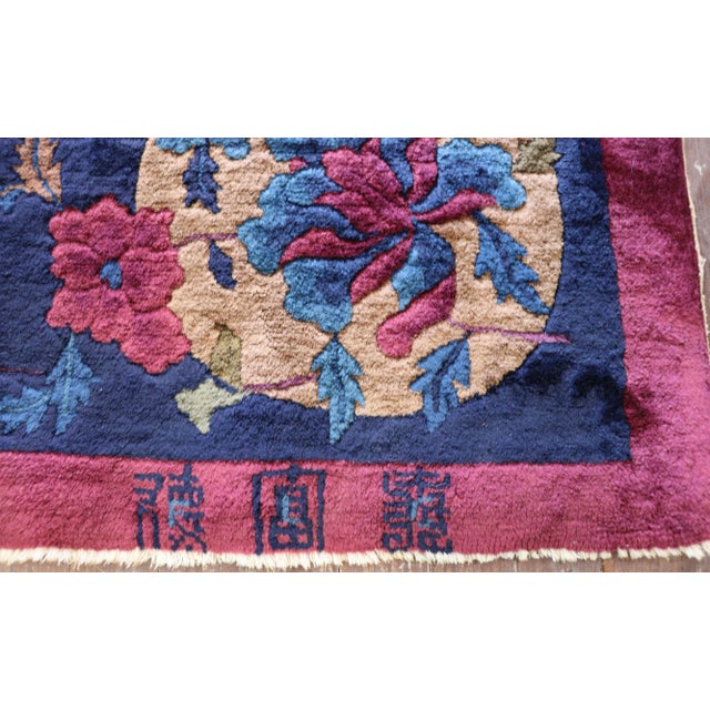 Wood Antique Art Deco Chinese Rug 8'11" X 1'7" For Sale - Image 7 of 13