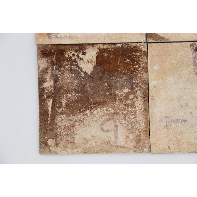 19th Century Set of Four Tiles Depicting Flowers and Rocailles , Portuguese Baroque For Sale - Image 13 of 14