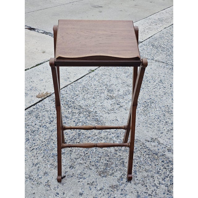 Drexel Mid Century Distressed Walnut Lectern, Podium, X Side Book Stand or Music Stand For Sale In Washington DC - Image 6 of 8