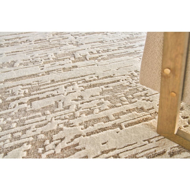 Textile Exquisite Rugs Platinum Hand-Knotted New Zealand Wool & Nettle Fiber Light Beige Rug-12'X15' For Sale - Image 7 of 8