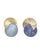 Modern 14k Yellow Gold Mother-of-Pearl, Black Onyx and Sodalite Vintage Stud Earrings, Pair For Sale - Image 3 of 7