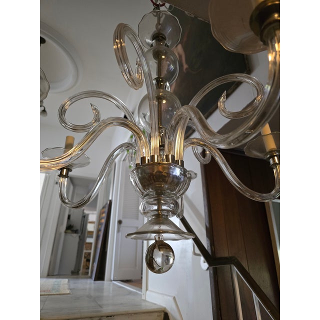 Art Nouveau Mid-Century Vintage Venetian Murano Style Chandelier For Sale - Image 3 of 7