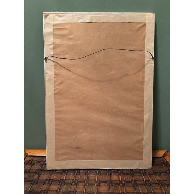 Dark Green Vintage Impressionist Garden Scene Pastel Drawing – Patio Chair Under Tree, Framed For Sale - Image 8 of 10