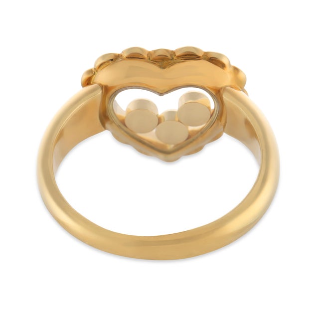 Mid 20th Century Chopard Happy Diamond 18k Yellow Gold Heart Ring, Size 4 For Sale In Los Angeles - Image 6 of 6