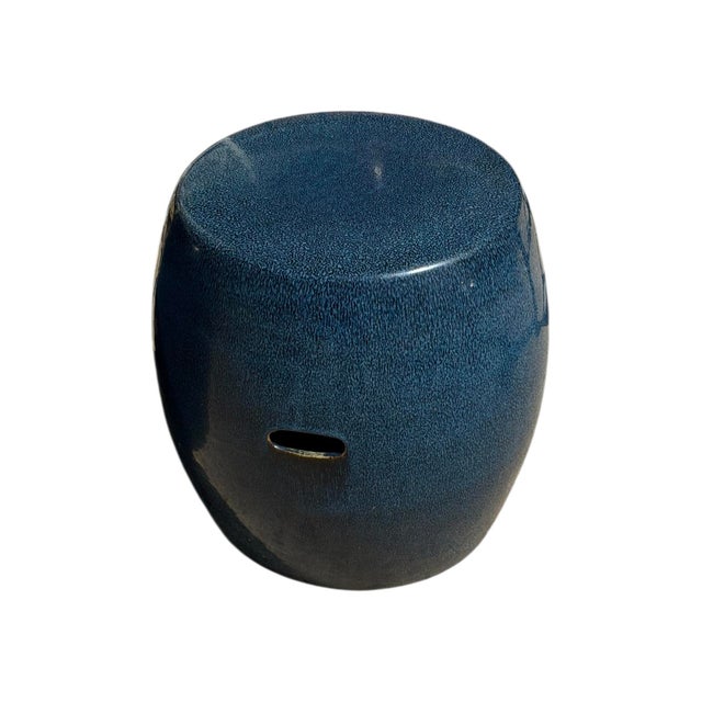 Modern Blue Chinese Pottery Garden Stool For Sale - Image 4 of 4