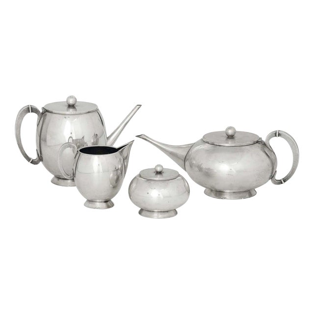 Vintage Silver Tea Service by Luigi Genazzi, 1930s, Set of 4 For Sale