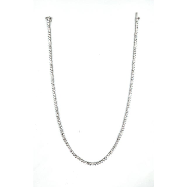 Silver 5.73 Ct 3-Prong Diamond Tennis Necklace For Sale - Image 8 of 8
