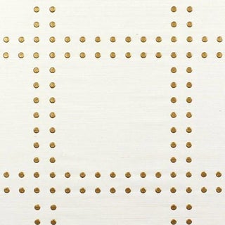Phillip Jeffries Rivets ® Gold on Ivory Manila Hemp Wallpaper For Sale