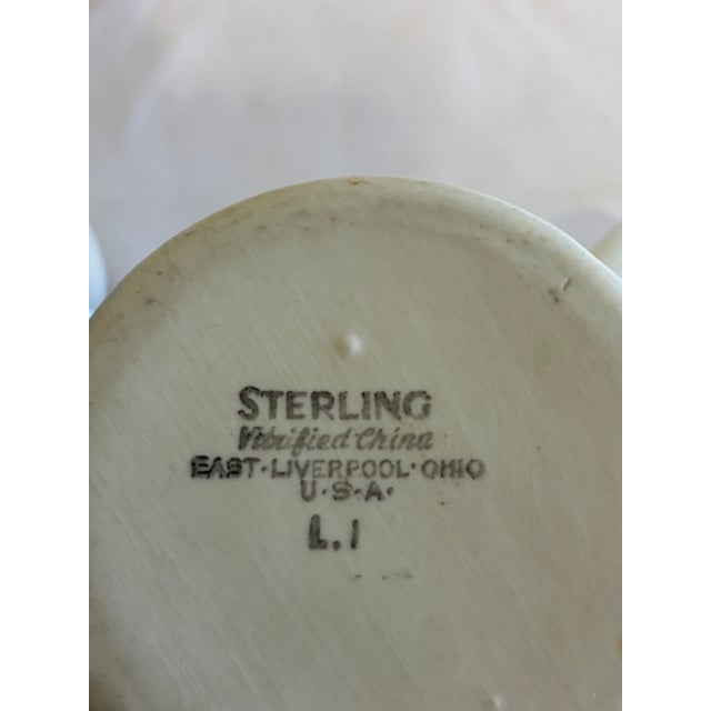 Ceramic Vintage Sterling Vitrified China Black Rimmed Pedestal Mugs, Set of 2, Restaurant Ware For Sale - Image 7 of 12