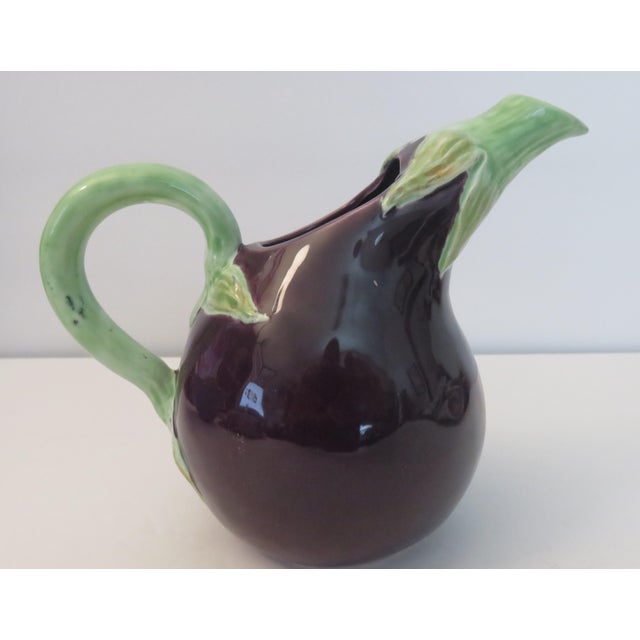 Late 20th Century Vintage Fitz and Floyd Earthenware Eggplant 2 Cup Pitcher/Creamer For Sale - Image 5 of 6