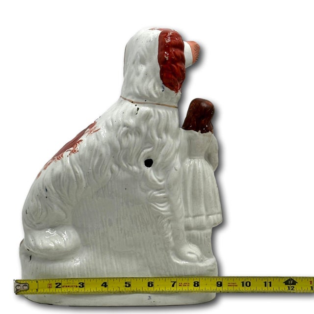 A Very Unusual Pair of Large Size Antique English Staffordshire Pottery Dog Figures - Circa Mid 19th Century For Sale - Image 17 of 18