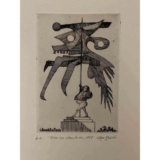 Hero with the banner is an original Contemporary artwork realized in 1987 by the Italian Contemporary artist Leo Guida...