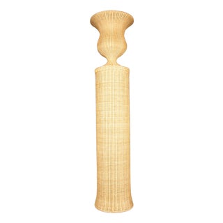 Tall Chantilly Rattan Urn on Pedestal by Creel and Gow 74.75"H For Sale