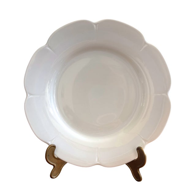 Nymphéa White Porcelain Scalloped Dinner and Dessert Plates from Royal Limoges, 1990s, Set of 12 For Sale - Image 3 of 8