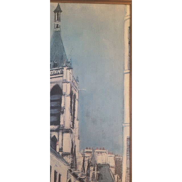 Licensed Mid-Century Lithograph Print on Canvas of the Church of Saint-Séverin by 20th Century Artist Maurice Utrillo V. For Sale - Image 4 of 18