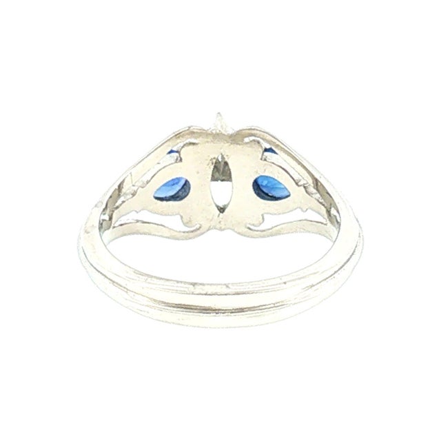 Art Nouveau Repurposed .68ct Marquise Natural Diamond Set in a Platinum Vintage Style Ring, Size 6.5 For Sale - Image 3 of 4
