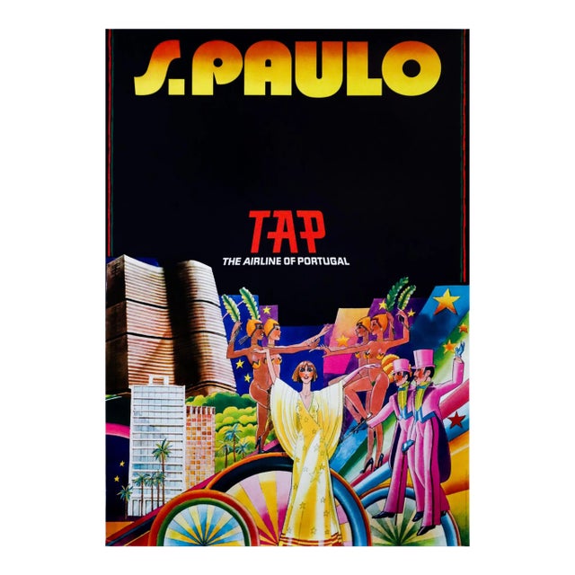 1970s Portuguese Travel Poster, S. Paulo, Tap (The Airlines of Portugal) For Sale