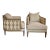 Caracole Couture Modern Geometric Taupe and Bronze Club Chairs Pair For Sale