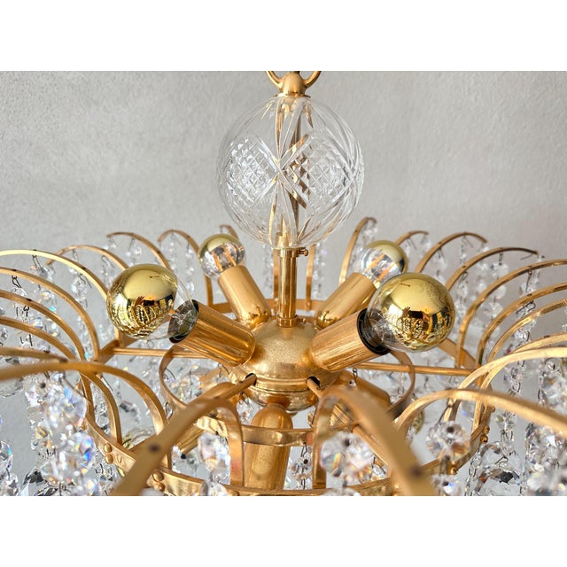 Gold Vintage Chandelier by Christoph Palme, 1970s For Sale - Image 8 of 14