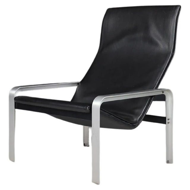 Italian Black Leather Lounge Chair by Matteo Grassi, 1970s For Sale - Image 10 of 10
