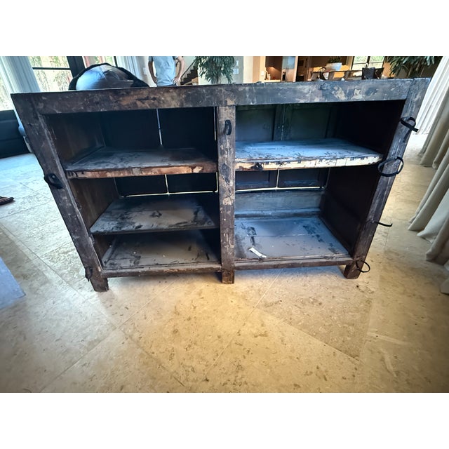 1930s 1930s Chinese Black Chinoiserie Painted Cabinet, Adapted for Media For Sale - Image 5 of 13