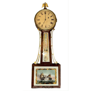 Early 19th Century Massachusetts Banjo Wall Clock by Horace Tifft